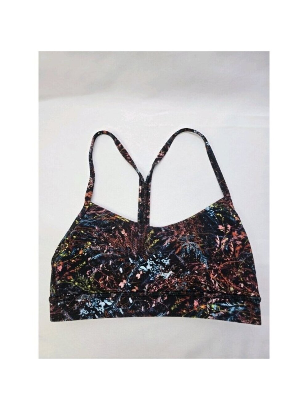 Lululemon Flow Y Bra Nulu *Light Support, B/C CupFoliage Overlay Multi Size 4